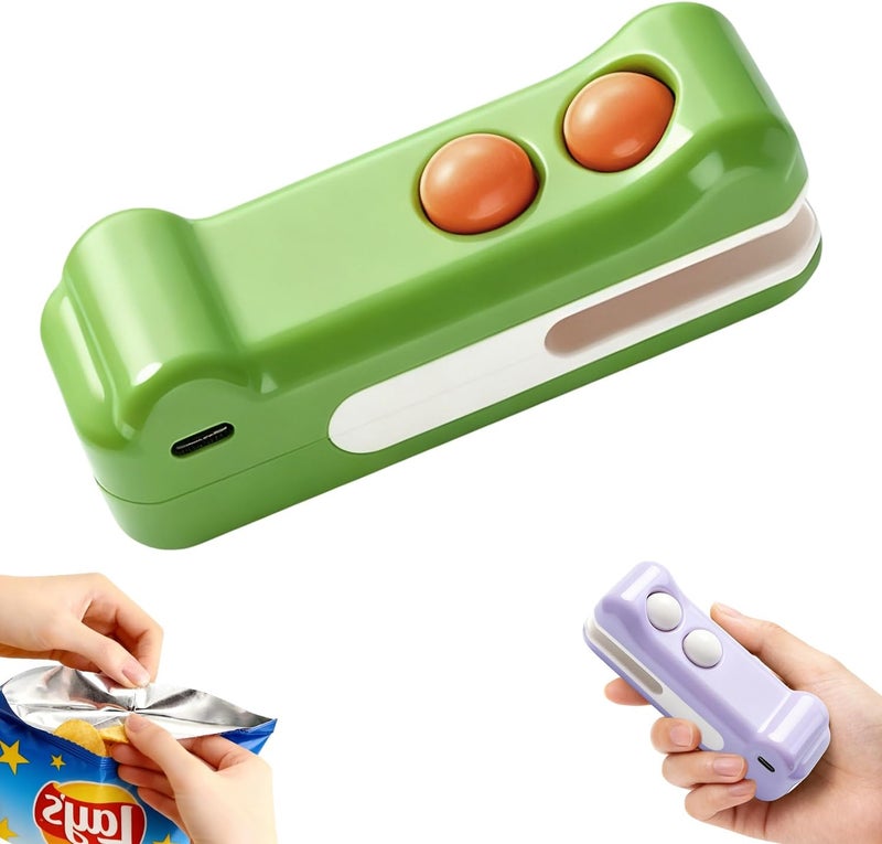 EuftEale 2-in-1 Rechargeable Mini Heat Sealer & Cutter,Mini Bag Sealer,Portable Handheld 2 in 1 Rechargeable Food Bag Sealer for Sealing and Cutting,Small Package Sealer for Chip Snack(Green) - Image 1